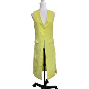 MOMO New York Long Vest Sleeveless Duster Citron Bright Yellow Lime One‎ Size